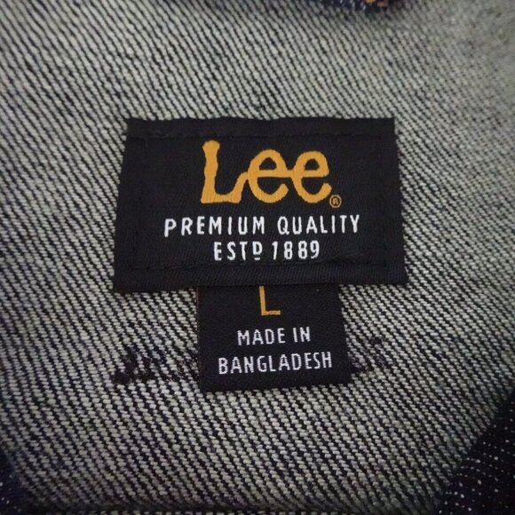 Lee Jean Jacket Men's Size L Blue Stretch Denim Button Front Trucker Jacket - Picture 5 of 10